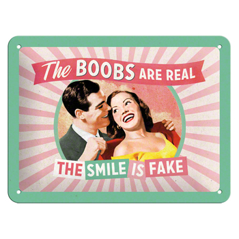 Nostalgic Art 15x20cm Small Wall Hanging Metal Sign the Boobs Are Real