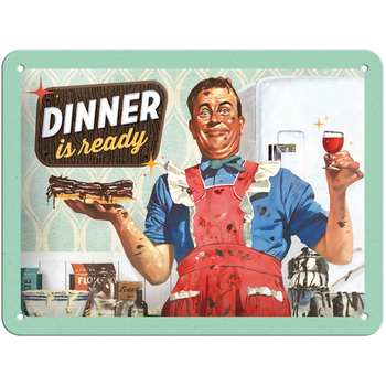 Nostalgic Art 15x20cm Small Wall Hanging Metal Sign Dinner Is Ready