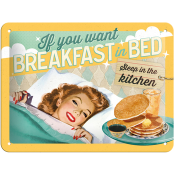 Nostalgic Art 15x20cm Small Wall Hanging Metal Sign Breakfast in Bed