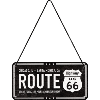 Nostalgic Art Metal 10x20cm Hanging Sign Route 66 Black
