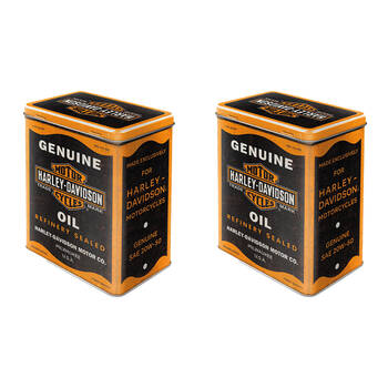 2PK Nostalgic-Art Harley-Davidson Genuine Oil Tin Storage Box/Decoration 10x14x20cm