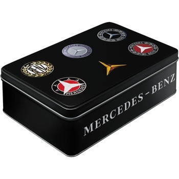 Nostalgic Art 23cm/2.5L Flat Tin Storage Mercedes Benz Logo Evolution