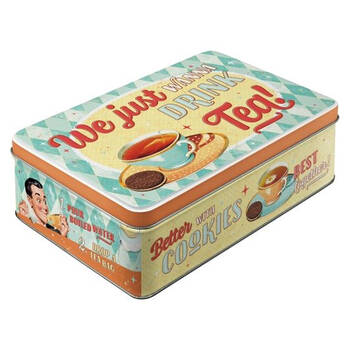 Nostalgic-Art Flat Metal Storage Tin 23x16cm - Tea and Cookies Together