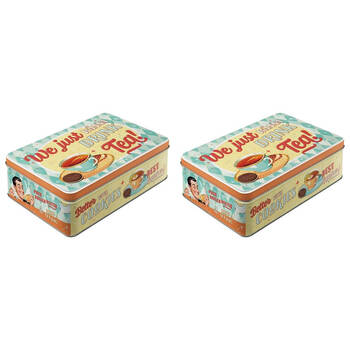 2PK Nostalgic-Art Flat Metal Storage Tin 23x16cm - Tea and Cookies Together