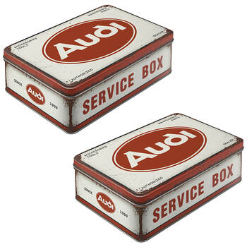 2PK Nostalgic-Art Flat Metal Storage Tin 23x16cm - Audi Service Box