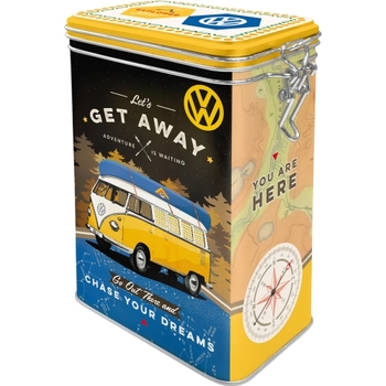 Nostalgic Art 17.5cm/1.3L Clip Top Tin Storage VW Bulli Let's get Away