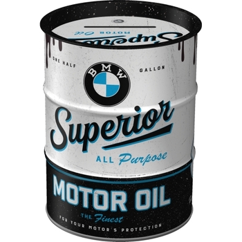 Nostalgic Art 11.5cm Round Money Box Oil Barrel BMW Motor Oil