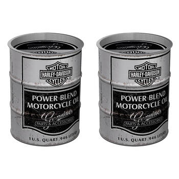 2PK Nostalgic-Art Harley-Davidson Oil Barrel Money Box/Decoration 9.3x9.3x11.5cm