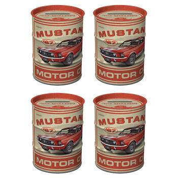 4PK Nostalgic-Art Ford Mustang GT Oil Barrel Money Box/Decoration 9.3x9.3x11.5cm