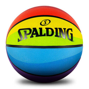 Spalding Rainbow Print Outdoor Rubber Basketball Size 6 Multi Coloured