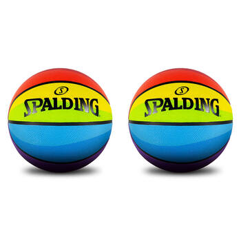 2PK Spalding Rainbow Print Outdoor Rubber Basketball Size 6 Multi Coloured