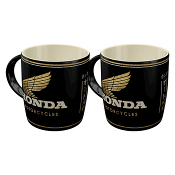 2PK Nostalgic Art Ceramic Mug Honda MC Motorcycles Coffee - Black