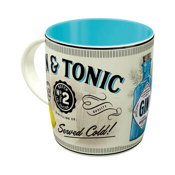 Nostalgic-Art Ceramic Mug Gin & Tonic Served Cold 9x9cm - White