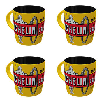 4PK Nostalgic-Art Ceramic Mug Michelin Tyres Bibendum 9x9cm - Yellow