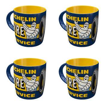 4PK Nostalgic-Art Ceramic Mug Michelin Tyre Service 9x9cm - Blue