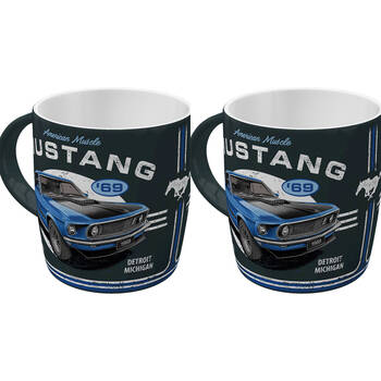 2PK Nostalgic-Art Ceramic Mug Ford Mustang 1969 Mach 1 9x9cm - Blue