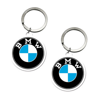 2PK Nostalgic Art Metal 7.5cm Round Keyring - BMW Logo