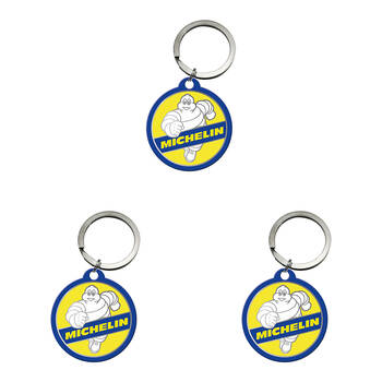 3PK Nostalgic-Art Stainless Steel Keyring Round 7.5x4cm - Michelin Vintage