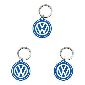 3PK Nostalgic-Art Stainless Steel Keyring Round 7.5x4cm - VW Logo