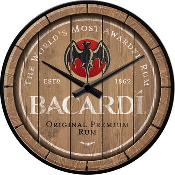 Nostalgic Art 30cm Bacardi Wood Barrel Quartz Round Wall Clock