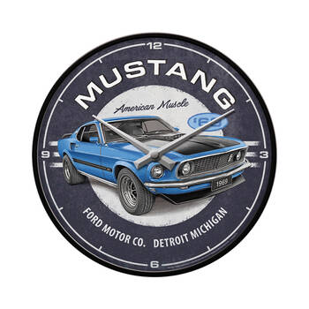 Nostalgic-Art Metal Wall Clock Ford Mustang 1969 Mach 1 30cm - Blue