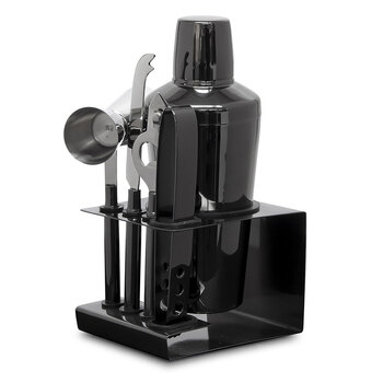 6pc Salt & Pepper Kennedy Metallic Cocktail Set - Black