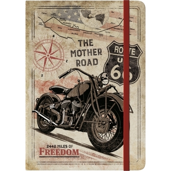 Nostalgic Art A5 Notebook Route 66 Bike Map Hard Cover