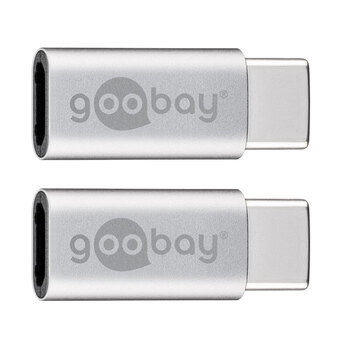 2x Goobay USB-C Male to USB 2.0 Micro Type B Female Adapter - Silver