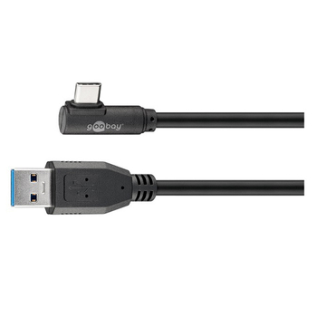 Goobay Male 1m USB-A 3.0 to USB-C 90° Cable Cord - Black