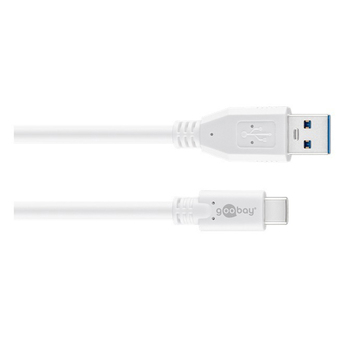 Goobay 1m USB-C to USB A 3.0 Male Cable Cord - White