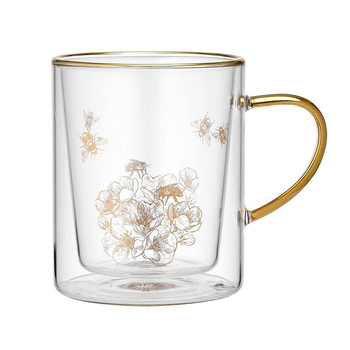 Ashdene Honey Bee Glass Double Walled Mug 300ml