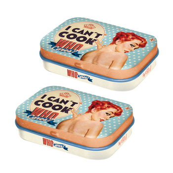 2PK Nostalgic Art Mint Box 6cm Metal Tin I Can't Cook Fresh Breath