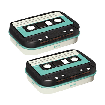 2PK Nostalgic Art Mint Box Metal 6cm Tin Cassette Tape Hard Candy Mints