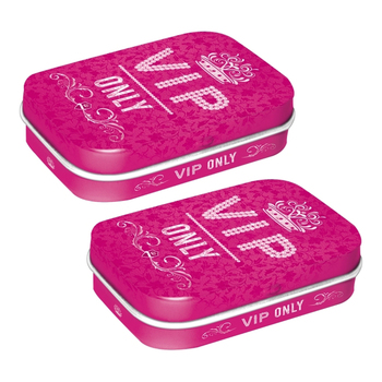 2PK Nostalgic Art 6cm Mint Tin Box VIP Only Fresh Breath Hard Candy - Pink