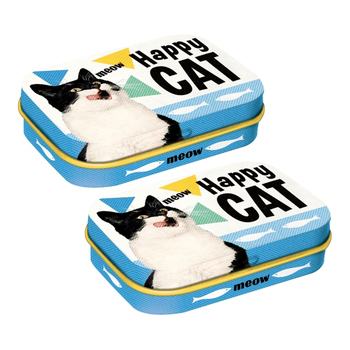 2PK Nostalgic Art 6cm Mint Tin Box Happy Cat Fresh Breath Hard Candy Mints