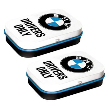 2PK Nostalgic Art 6cm Mint Tin Box BMW Drivers Only Fresh Breath Hard Candy