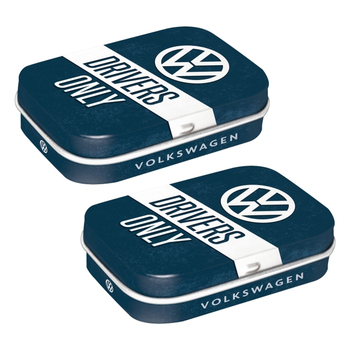 2PK Nostalgic Art 6cm Mint Tin Box VW Drivers Only Fresh Breath Hard Candy