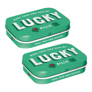 2PK Nostalgic Art 6cm Mint Tin Box Lucky Pills Fresh Breath Hard Candy Mints