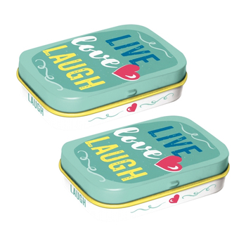 2PK Nostalgic Art 6cm Mint Tin Box Live Love Laugh Fresh Breath Hard Candy