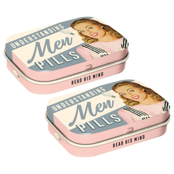 2PK Nostalgic Art 6cm Mint Tin Box Understanding Men #2 Fresh Breath Hard Candy