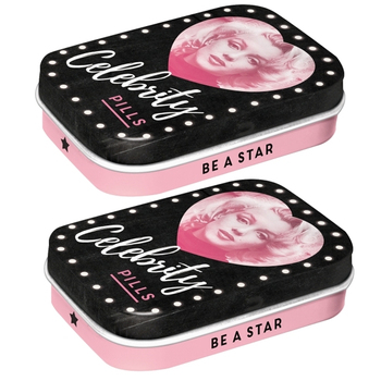 2PK Nostalgic Art 6cm Mint Tin Box Marilyn Celebrity Pills Fresh Breath Candy