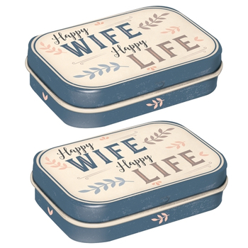 2PK Nostalgic Art 6cm Mint Tin Box Happy Wife Happy Life Fresh Breath Candy