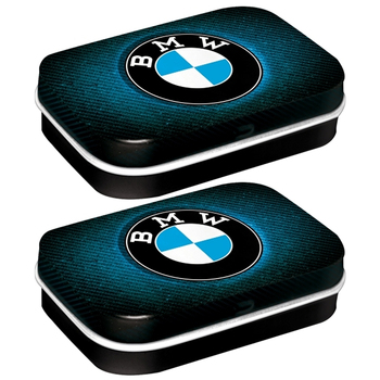 2PK Nostalgic Art 6cm Mint Tin Box BMW Logo Blue Shine Hard Candy Mints