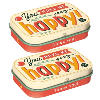 2PK Nostalgic Art 6cm Mint Tin Box You Make Me Happy Fresh Breath Hard Candy