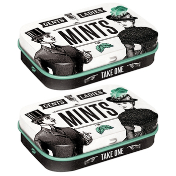 2PK Nostalgic Art 6cm Mint Tin Box Gents & Ladies Mints Hard Candy
