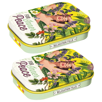 2PK Nostalgic Art 6cm Mint Tin Box Inner Peace Relaxation Pills Hard Candy