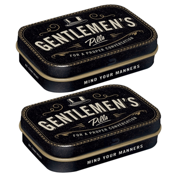 2PK Nostalgic Art 6cm Mint Tin Box Gentlemen's Pills Fresh Breath Hard Candy