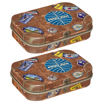 2PK Nostalgic Art 6cm Mint Tin Box Pan Am Travel Stickers Hard Candy