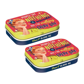 2PK Nostalgic Art 4x6cm Mint Box Metal Tin Nothing Is Impossible