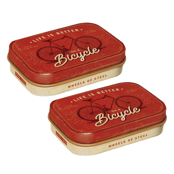 2PK Nostalgic Art 4x6cm Mint Box Metal Tin Life Is Better On A Bicycle